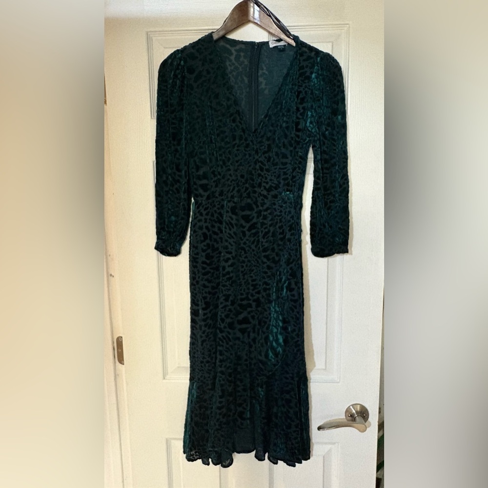 Like New Calvin Klein Burnout Velvet Animal-Print Wrap Dress